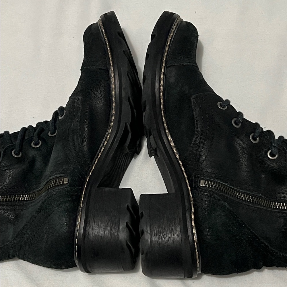 Donald J Pliner Black Leather Gita Side Zip Combat Boots - Picture 9 of 12